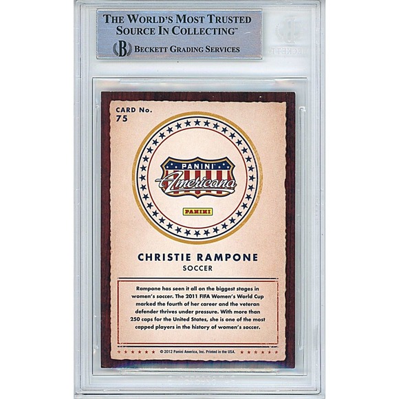 Christie Rampone Autographed 2012 Panini Soccer Card Beckett Authenticated Slab - Picture 2 of 4